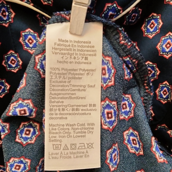 J. Crew Navy Printed Pajama Style Blouse Size XXL - Picture 9 of 10